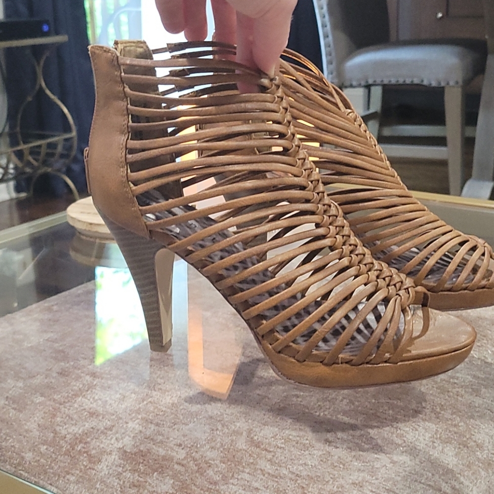 Madden Girl Light Brown Braided detail heel